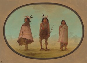 Yntah Medicine Man, en kriger og en kvinde, 18551869. af George Catlin