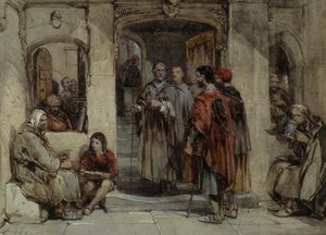 A Scene of Monastic Life, 1850 (wc på papir) af George Cattermole