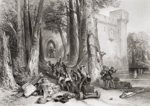 The Siege of Lathom House, 1644, indgraveret af W. Topham