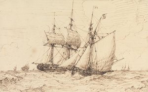En lugger, der signalerer en forbipasserende fregat