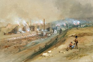 Dowlais Ironworks (akvarel på papir) af George Childs