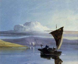 En kinesisk junk (gouache)