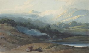 Kvæg hviler i et bjergrigt landskab, ca. 1808-12.