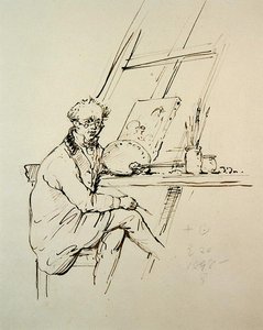 Selvportræt (pen og blæk på papir) af George Chinnery