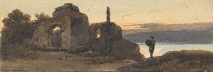 Tempel ved søen af George Chinnery