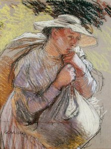 En bondekvinde (pastel på papir) af George Clausen