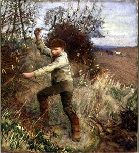 Dreng trimmer en hæk, 1890 af George Clausen