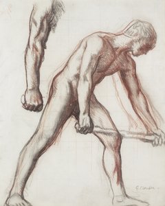 Nøgenstudie for drengen og manden, 1908 (kridt på papir)