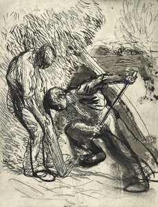 Propping the Rick, ca. 1900 (blyant, pen og blæk på papir) af George Clausen