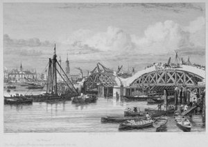 London Bridge under opførelse, 1827