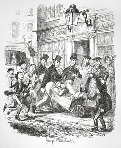En lommetyv i forvaring, ca. 1835 (gravering) af George Cruikshank