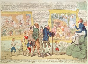 "Et stærkt bevis på landets blomstrende tilstand eksemplificeret i den foreslåede udvandring til Kap Det Gode Håb!" af George Cruikshank