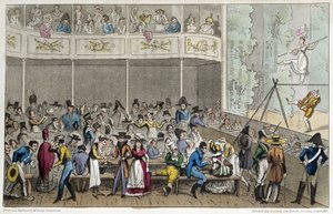 Akrobatshow på Café de la Paix - i "Life in Paris" af David Carey, London af George Cruikshank
