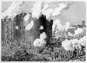 Angreb på messingbjerget af Lord Guilford Dudley, 1554 1840 af George Cruikshank
