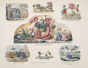 Bonnet Building, pub. 1828 (håndfarvet gravering) af George Cruikshank