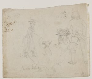 Karakterstudier (blyant, pen og blæk på papir) af George Cruikshank