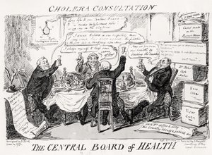 Kolerakonsultation ved Sundhedsstyrelsen, offentliggjort den 27. februar 1832 af George Cruikshank