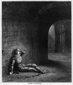 Cuthbert Cholmondeley overrasket over udseendet af en mystisk figur, 1840 af George Cruikshank
