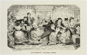 December - Juletravlhed fra George Cruikshanks stålstik til The Comic Almanacks: 1835-1853 af George Cruikshank