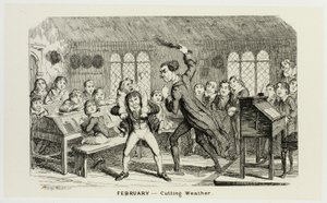 Februar - Skærevejr fra George Cruikshanks stålstik til The Comic Almanacks: 1835-1853 af George Cruikshank