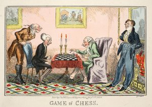Game of Chess, pub af Thomas McLean, 1835 (håndfarvet gravering) af George Cruikshank