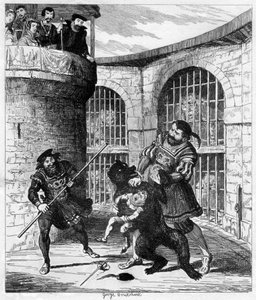Gog frigør Xit fra bjørnen i Lions Tower, 1840 af George Cruikshank