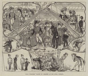 HMS Pinafore, spillet af børn på Opera Comique af George Cruikshank
