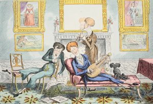 Hummingbirds or A Dandy Trio, pub. 1835. af George Cruikshank