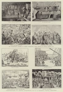Humoristisk kunst på Royal Naval Exhibition af George Cruikshank
