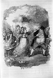 Illustration til "" Oliver Twist"" (Olivier) af Charles Dickens (1812-1870), af George Cruikshank (1792-1878). af George Cruikshank