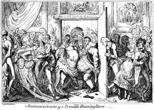 Ulejlighed med en overfyldt stue, 1818. af George Cruikshank