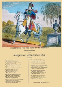 Inskription til graven, der skal rejses til minde om markisen af Angleseas ben, udgivet af R. Harrild, ca. 1815 af George Cruikshank