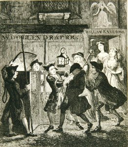 Jack Sheppard narrer fangevogteren Shotbolt, illustration fra "Jack Sheppard: A Romance