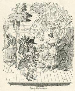 Joseph Grimaldi i Harlequinade af George Cruikshank