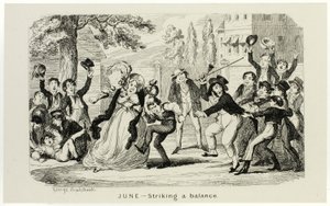 Juni - At finde en balance fra George Cruikshanks stålstik til The Comic Almanacks: 1835-1853 af George Cruikshank