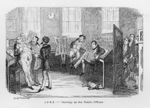 juni, ferie på de offentlige kontorer (gravering) af George Cruikshank
