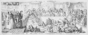 Damer, der prøver en foragtelig slyngel for et "løftebrud". (gravering) af George Cruikshank