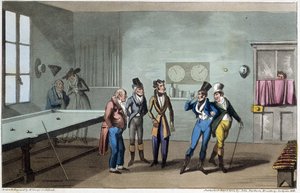 Mændene i billardrummet - i "" Life in Paris"" af David Carey, ill. af G. Cruikshank, London af George Cruikshank