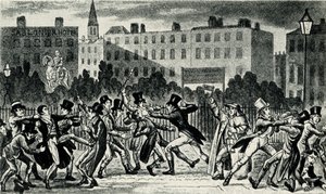 London Street Fight, begyndelsen af det 19. århundrede. af George Cruikshank