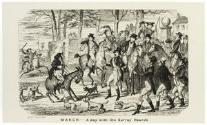 Marts - En dag med Surrey Hounds fra George Cruikshanks stålstik til The Comic Almanacks: 1835-1853 af George Cruikshank