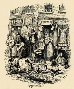 Monmouth Street, Soho, en illustration af G. Cruikshank til Dickens Sketches af Boz. , 1938 af George Cruikshank