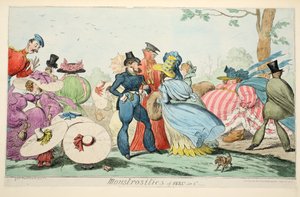 Monstrosities af 1825 & 6, pub. 1835 (håndfarvet gravering) af George Cruikshank