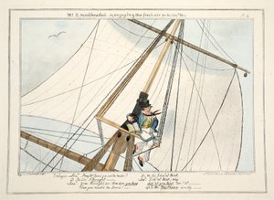 Mr. B. Mastheaded - eller nyder den friske luft for 304. gang, fra The Progress of a Midshipman, 1835 (håndkoloreret gravering) af George Cruikshank
