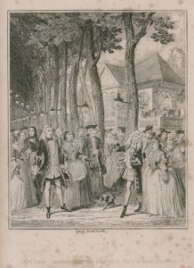 Mr Cripps støder på sin Mater i Mary-le-bone Gardens af George Cruikshank