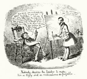 Ingen ønsker, at maleren skal gøre ham så grim og så latterlig som muligt (gravering) af George Cruikshank