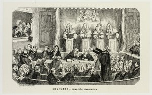 November - Law-Life Assurance fra George Cruikshanks stålstik til The Comic Almanacks: 1835-1853 af George Cruikshank