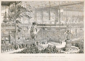 Åbning af den store udstilling, Crystal Palace, Hyde Park, London, 1851 af George Cruikshank