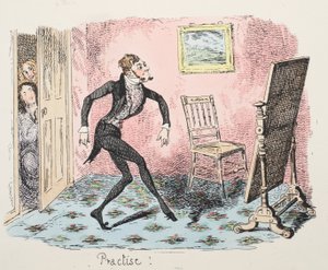 Øvelse, pub. 1832 (håndfarvet gravering) af George Cruikshank