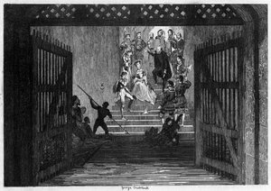 Prinsesse Elizabeth bragt som fange til Tower of London, 1554 1840. af George Cruikshank