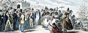 Sandsynlige virkninger af over kvindelig udvandring håndkoloreret radering af George Cruikshank